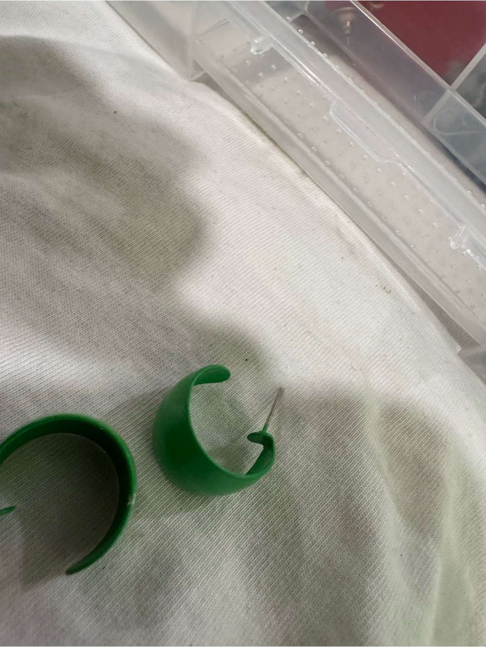 Bright Green Curved Hoop Earrings - Lightweight Acrylic  vantage